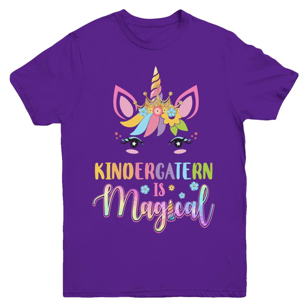 Kindergarten Grade Is Magical Unicorn Back To School Youth-Youth Shirt-Youth T-Shirt-Purple