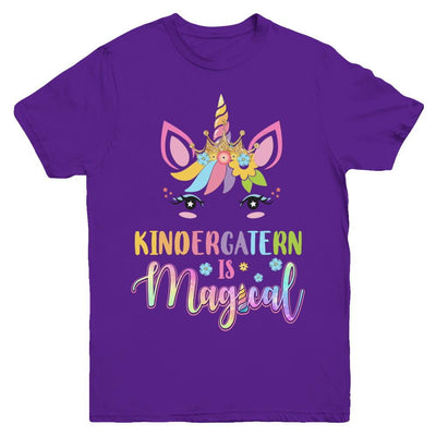 Kindergarten Grade Is Magical Unicorn Back To School Youth-Youth Shirt-Youth T-Shirt-Purple