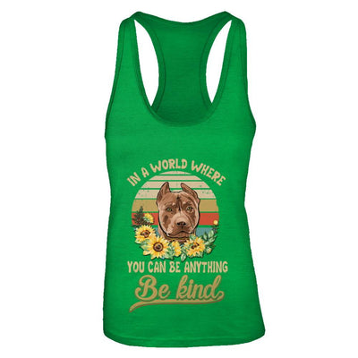 In A World Where You Can Be Anything Be Kind Pit bull Sunflow-T-Shirt & Tank Top-Women's Ideal Racerback Tank-Kelly Green