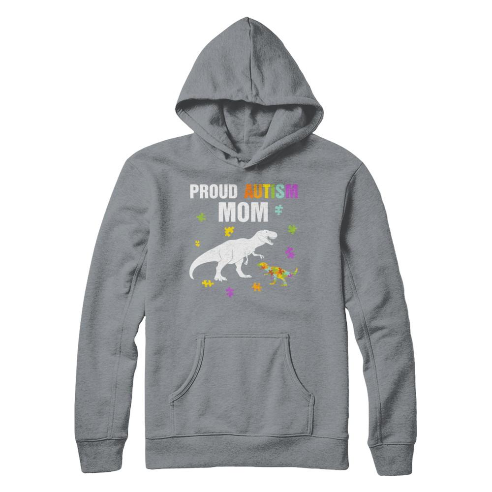 Proud Autism Mom T-Rex Dinosaur Autism Awareness-T-Shirt & Hoodie-