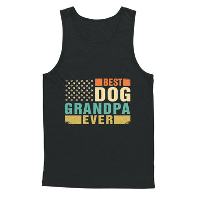 Vintage Retro BEST DOG GRANDPA EVER American Flag Fathers Day-T-Shirt & Hoodie-Unisex Tank-Black