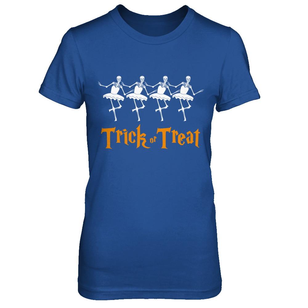 Trick Or Treat Ballet Skeleton Happy Halloween-T-Shirt & Hoodie-Women's T-Shirt-Royal