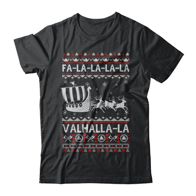 Fa La La Valhalla Viking Ship Ugly Christmas Sweater-T-Shirt & Sweatshirt-Classic T-Shirt-Black