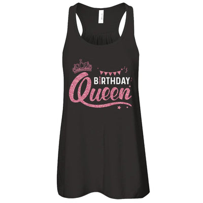 Birthday Queen Happy Party-T-Shirt & Tank Top-Women's Flowy Racerback Tank-Black