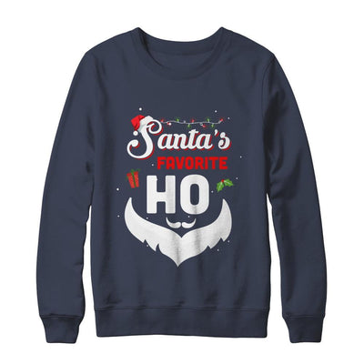 Santa's Favorite Ho Funny Christmas Gift-T-Shirt & Sweatshirt-Crewneck Sweatshirt-Navy