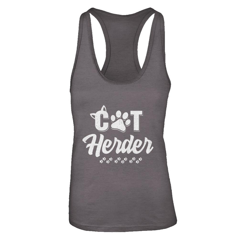 Cat Herder Funny Herding Cats Gift-T-Shirt & Tank Top-Women's Ideal Racerback Tank-Dark Grey