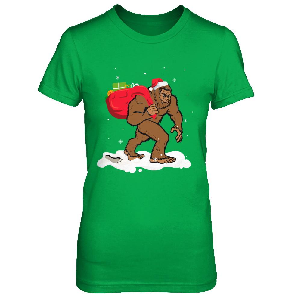 Bigfoot Santa Christmas Boys Men Sasquatch Xmas Gift-T-Shirt & Sweatshirt-Women's T-Shirt-Irish Green