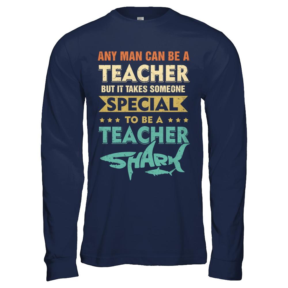 Vintage Someone Special To Be A Teacher Shark Gift-T-Shirt & Hoodie-Long Sleeve T-Shirt-Navy