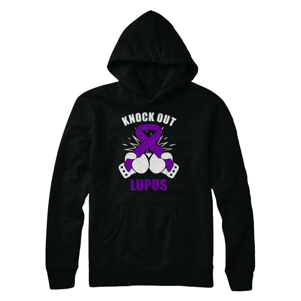 Boxing knock out Lupus Awareness Support-T-Shirt & Hoodie-Pullover Hoodie-Black