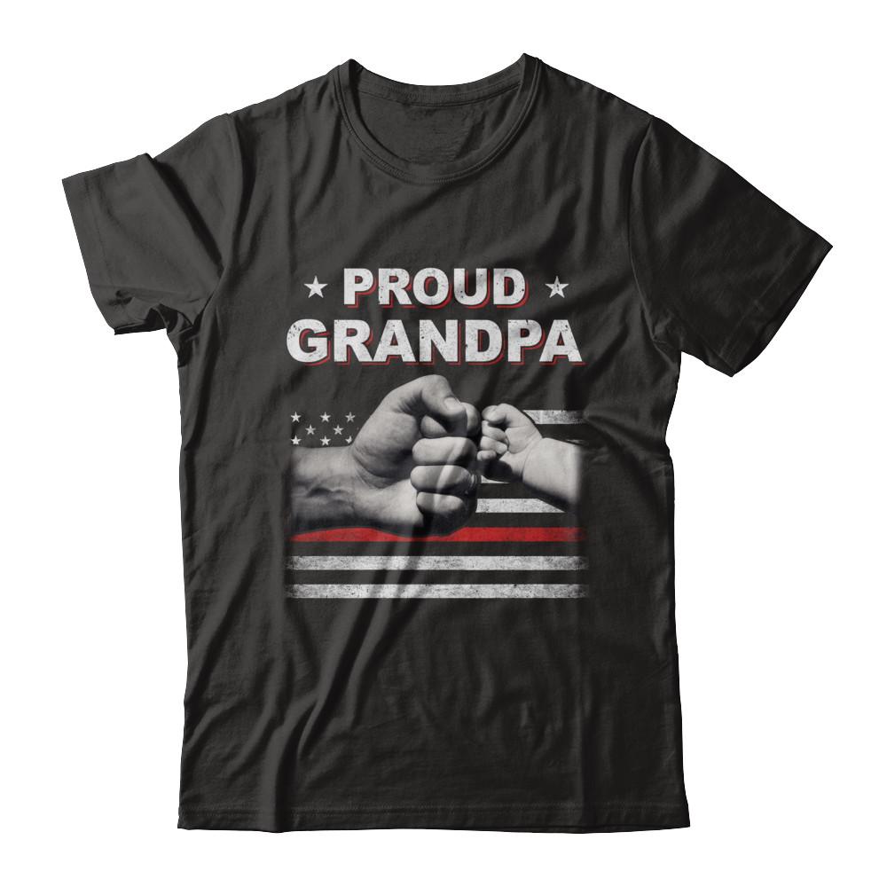 Proud Grandpa Fireman Firefighter Thin Red Line Flag Fathers Day