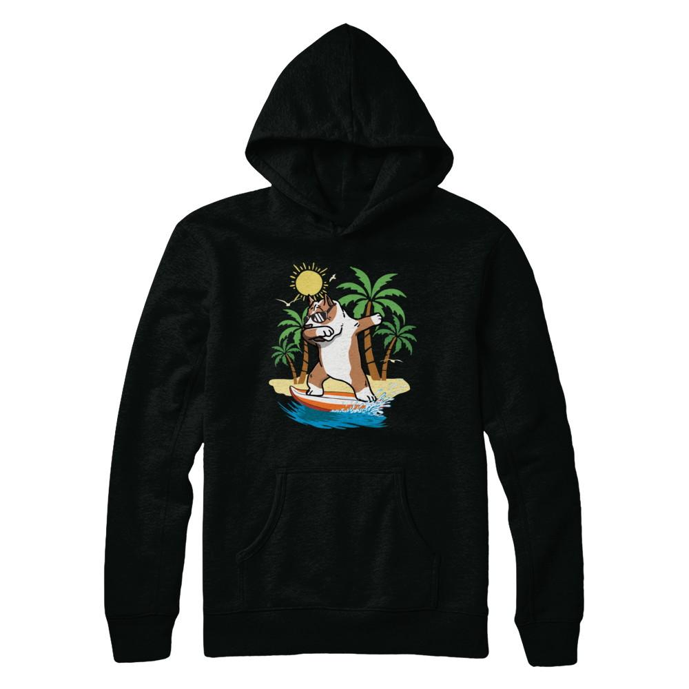Summer Vacation Dabbing Pit bull Surfing Surfboard Gift-T-Shirt & Hoodie-Pullover Hoodie-Black
