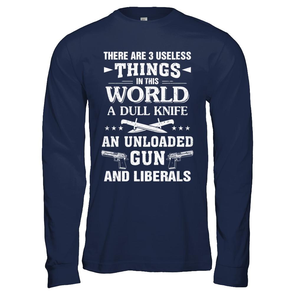 3 Useless Things Knight Gun Liberals Politics-T-Shirt & Hoodie-Long Sleeve T-Shirt-Navy