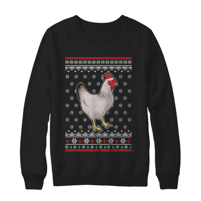 Pajamas Chicken With Santa Hat Ugly Christmas Sweater-T-Shirt & Sweatshirt-Crewneck Sweatshirt-Black