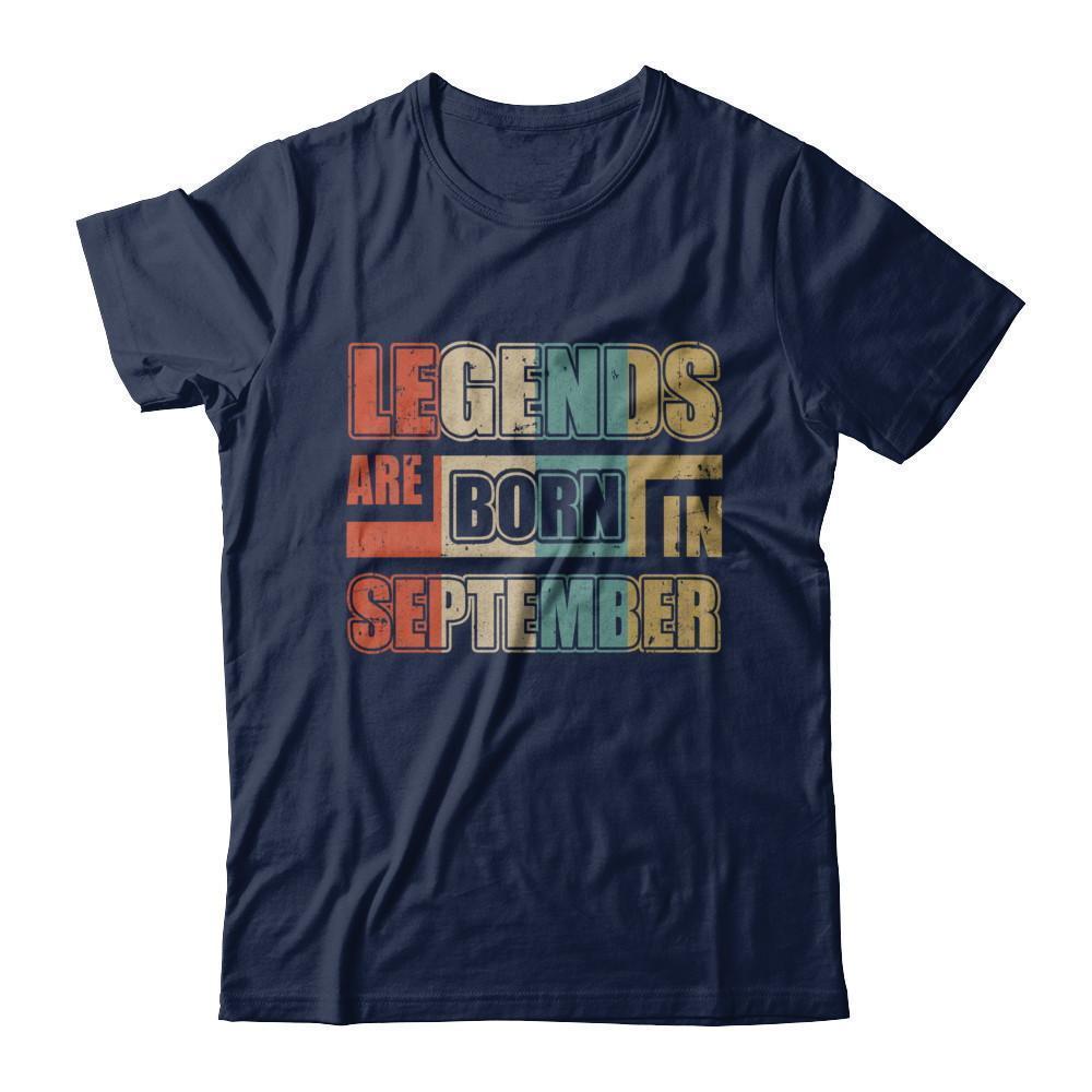 Classic Vintage Legends Are Born In September Birthday-T-Shirt & Hoodie-Classic T-Shirt-Navy