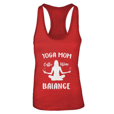 Yoga Moms Have Balance Wine Coffee Mothers Day-T-Shirt & Tank Top-Women's Ideal Racerback Tank-Red