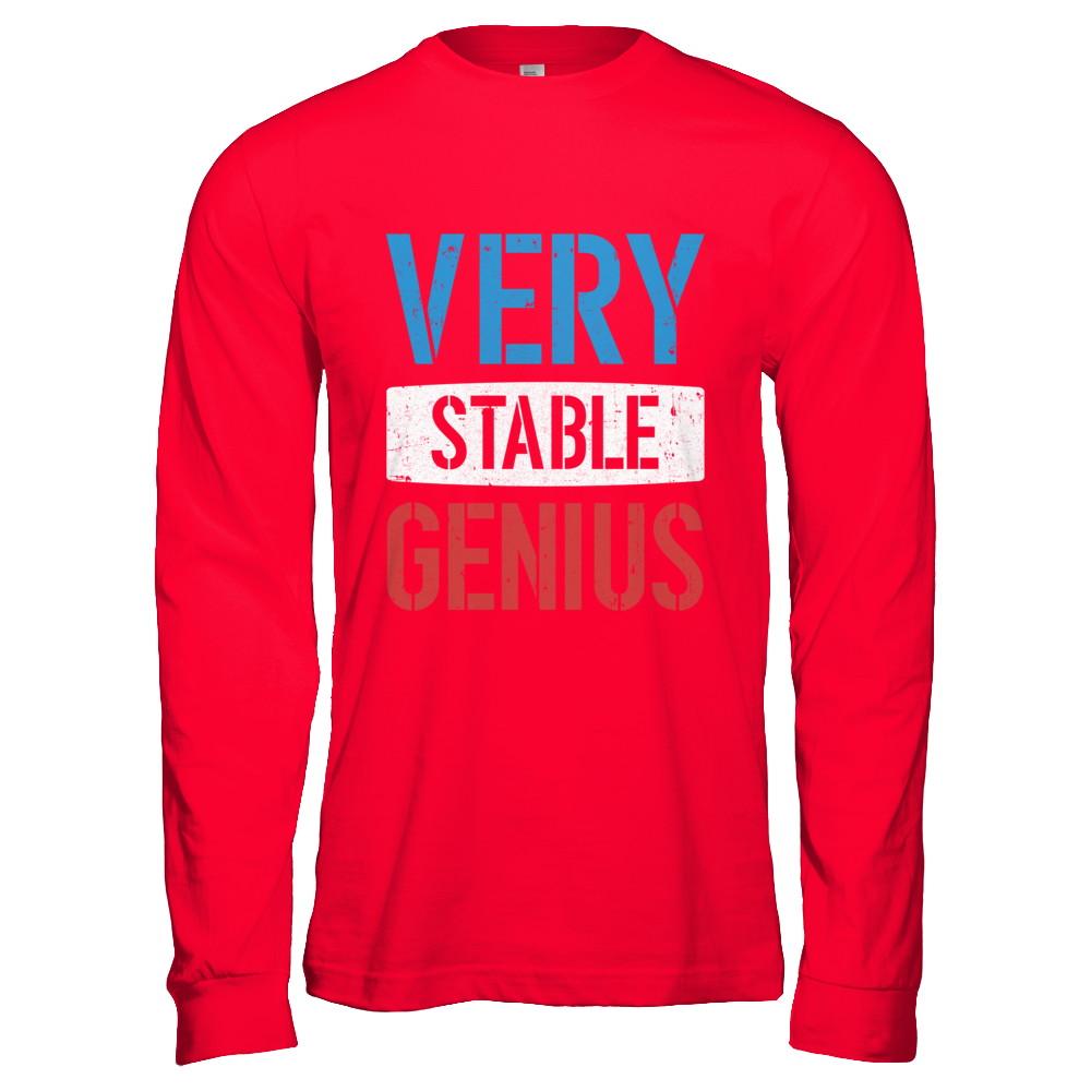 Very Stable Genius-T-Shirt & Hoodie-Long Sleeve T-Shirt-Red