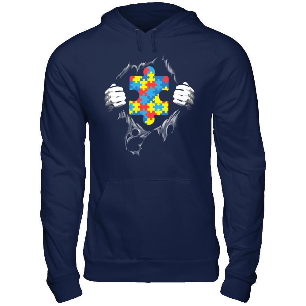 Super Autism Awareness Day Gifts-T-Shirt & Hoodie-Pullover Hoodie-Navy