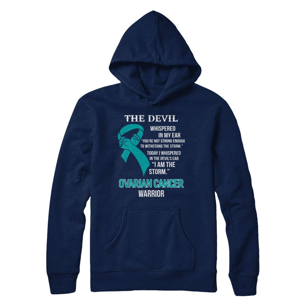 I Am The Storm Support Ovarian Cancer Warrior Gift-T-Shirt & Hoodie-Pullover Hoodie-Navy