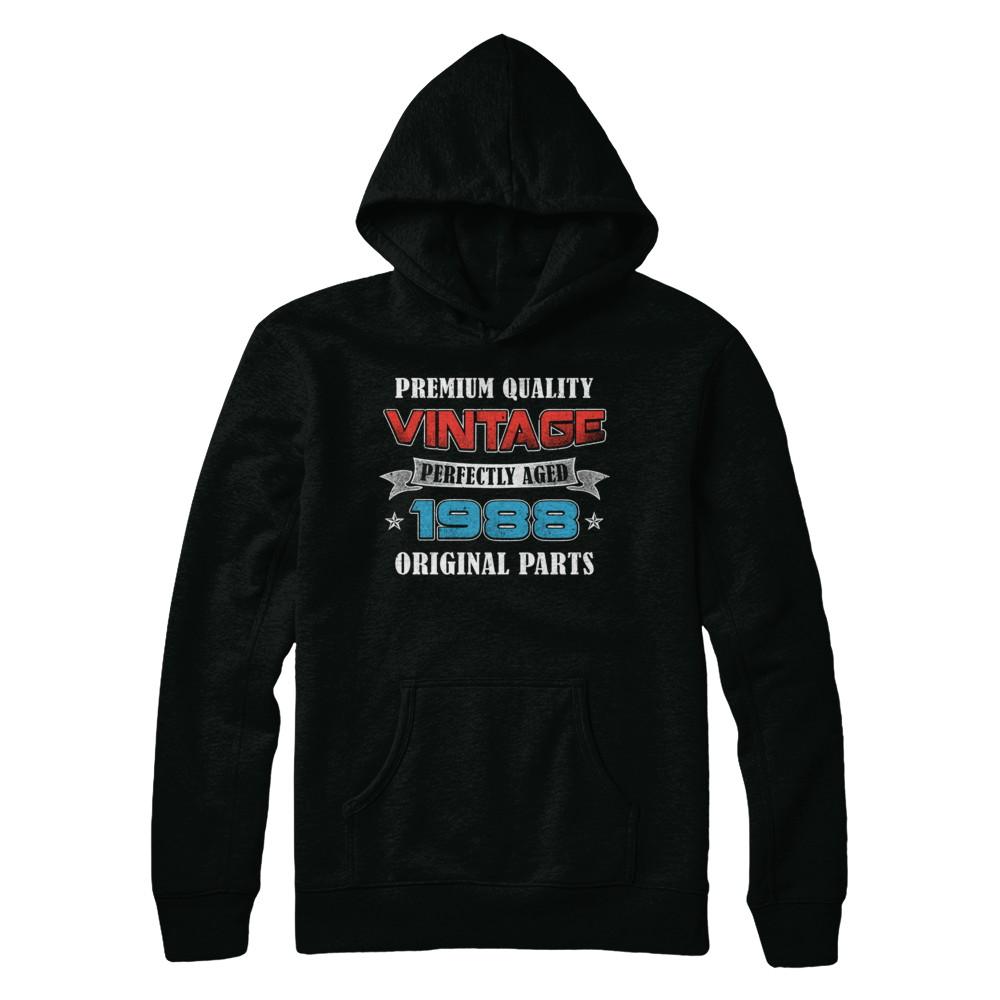 Vintage Premium Prefectly Aged 1988 33th Birthday Gift-T-Shirt & Hoodie-Pullover Hoodie-Black