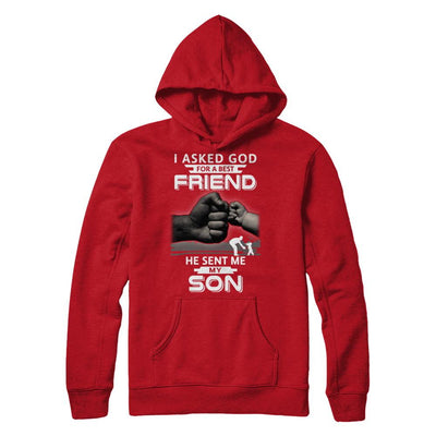 I Asked God For A Best Friend He Sent Me My Son Black Man-T-Shirt & Hoodie-Pullover Hoodie-Red