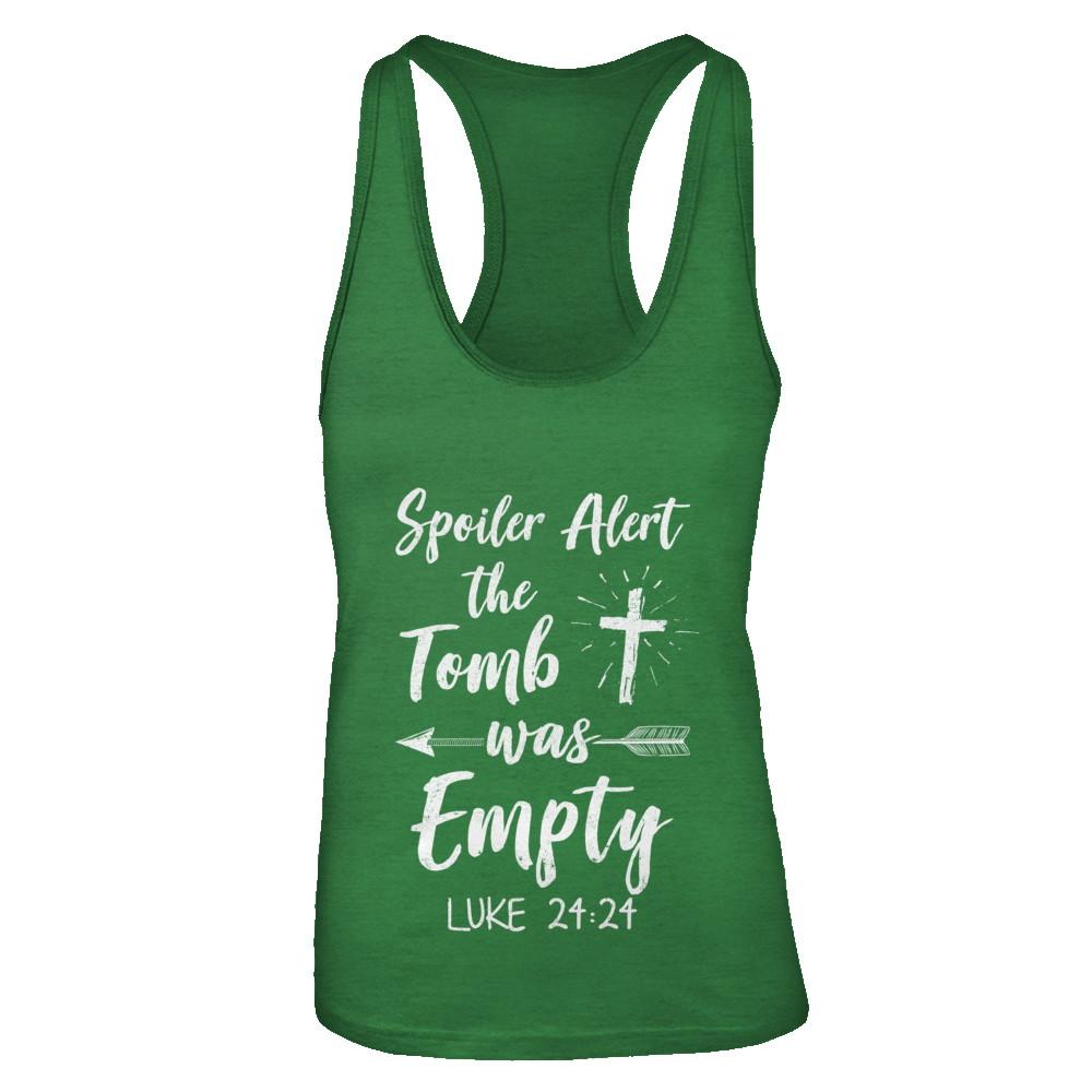 Spoiler Alert The Tomb Was Empty Christian Easter-T-Shirt & Tank Top-Women's Ideal Racerback Tank-Kelly Green