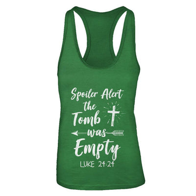 Spoiler Alert The Tomb Was Empty Christian Easter-T-Shirt & Tank Top-Women's Ideal Racerback Tank-Kelly Green