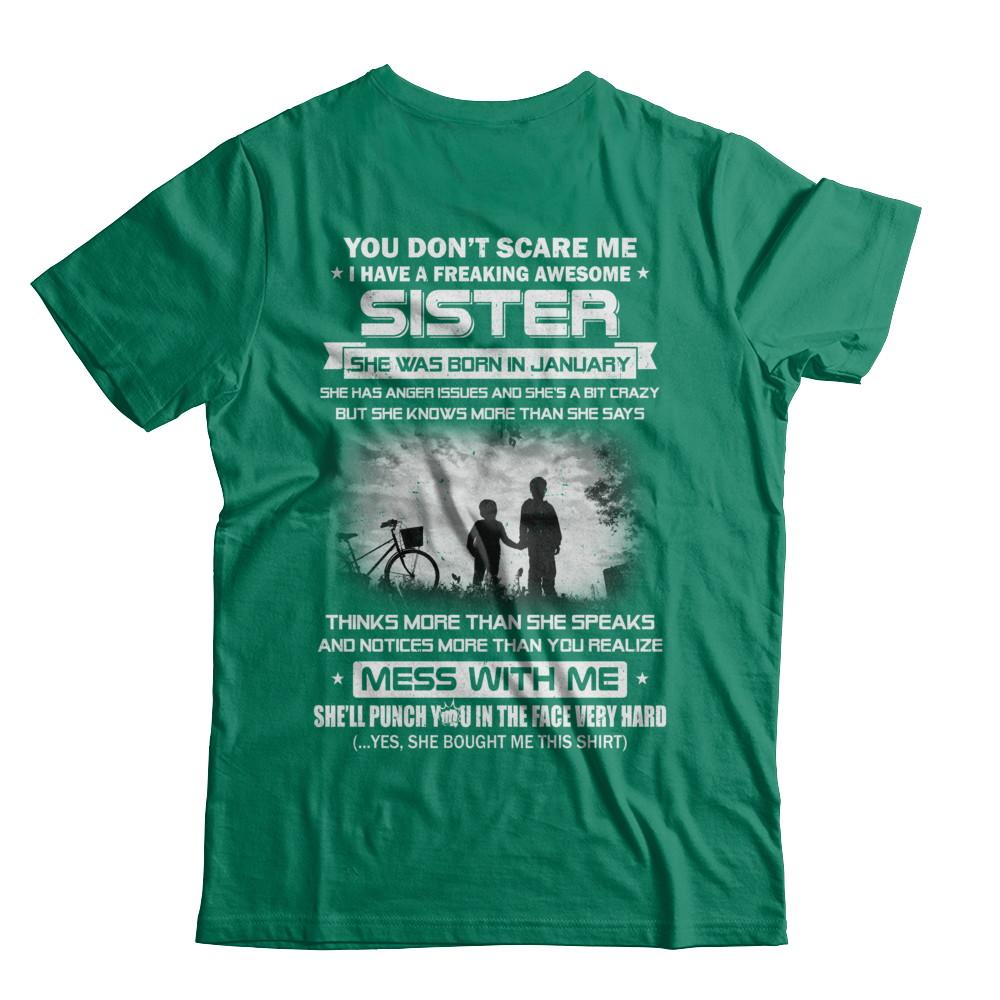 Freaking Awesome Sister She Was Born In January Brother-T-Shirt & Hoodie-Classic T-Shirt-Kelly Green