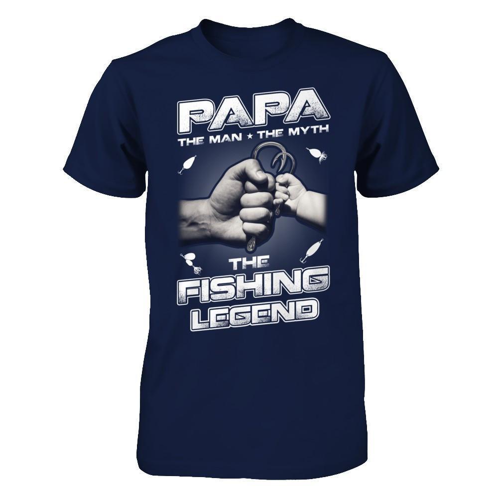 Papa The Man The Myth The Fishing Legend-T-Shirt & Hoodie-Classic T-Shirt-Navy