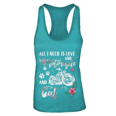 All I Need Is Love And A Motorcycle And A Cat-T-Shirt & Tank Top-Women's Ideal Racerback Tank-Tahiti Blue