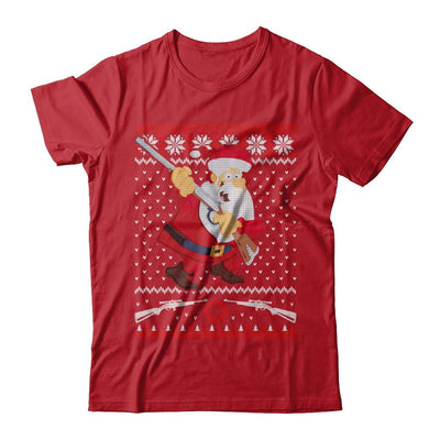 Santa Gun Hunting Ugly Christmas Sweater Funny-T-Shirt & Sweatshirt-Classic T-Shirt-Red