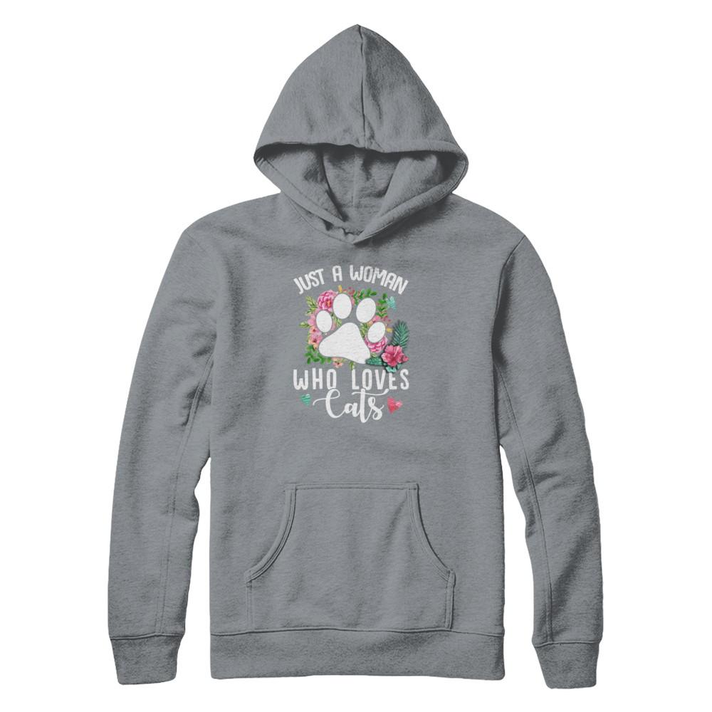 Just A Woman Who Loves Cats-T-Shirt & Tank Top-Pullover Hoodie-Light Steel