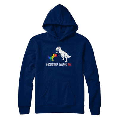 Godmother Saurus T-Rex Dinosaur Gift LGBT Support-T-Shirt & Hoodie-Pullover Hoodie-Navy