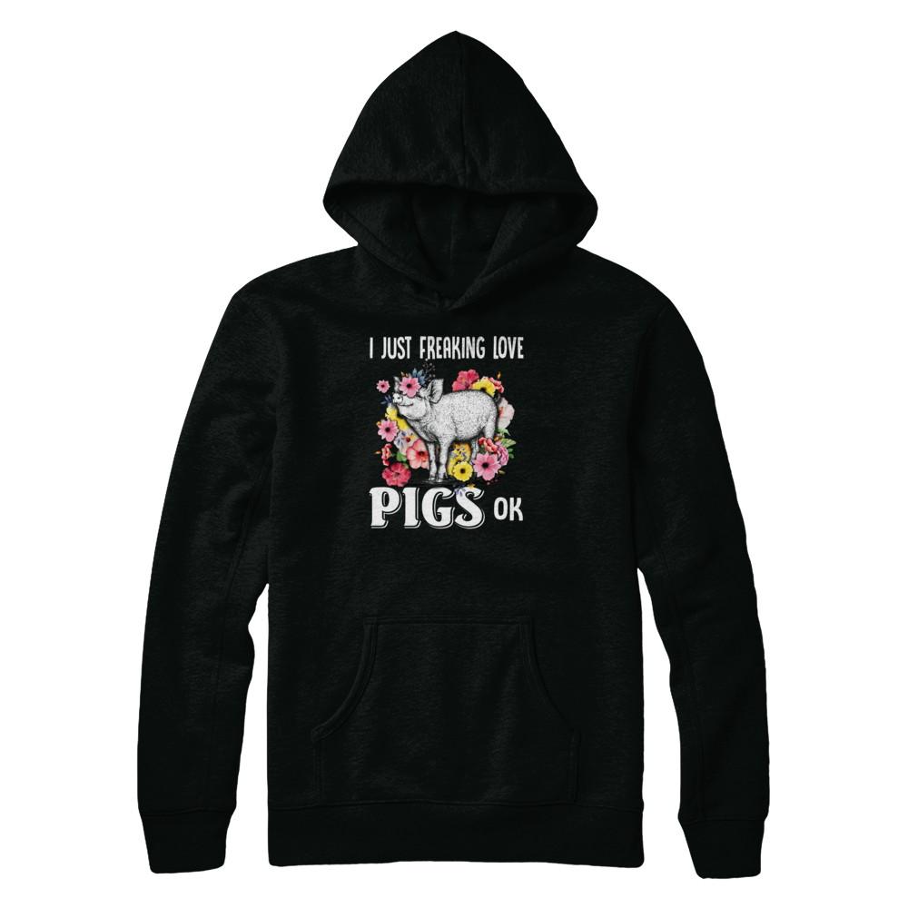 I Just Freaking Love Pigs-T-Shirt & Tank Top-Pullover Hoodie-Black