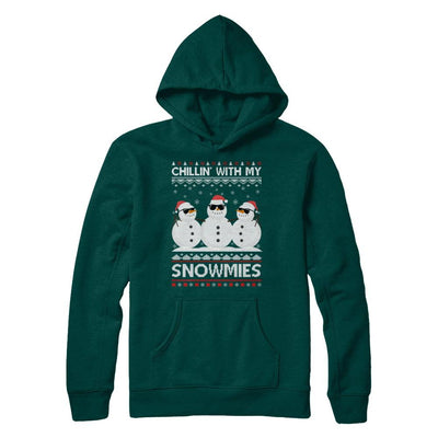Chillin With My Snowmies Ugly Christmas Sweater-T-Shirt & Sweatshirt-Pullover Hoodie-Deep Forest