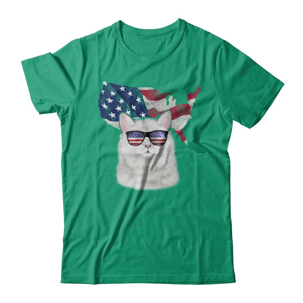 Funny Patriot Cat 4Th Of July American Flag-T-Shirt & Hoodie-Classic T-Shirt-Kelly Green