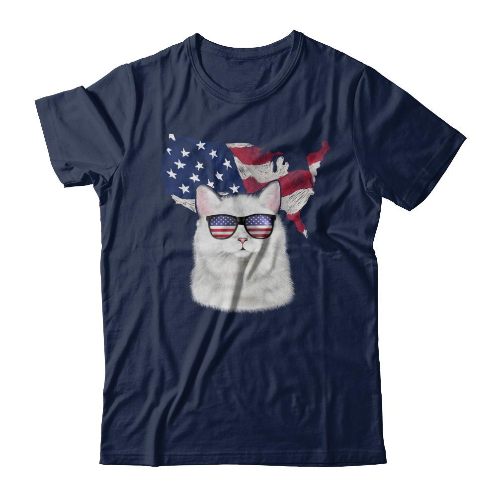 Funny Patriot Cat 4Th Of July American Flag-T-Shirt & Hoodie-Classic T-Shirt-Navy