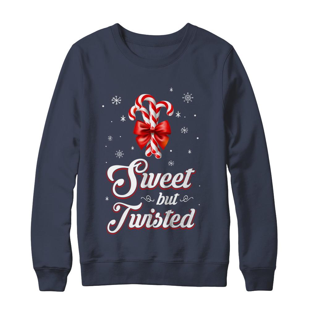 Sweet But Twisted Funny Candy Christmas Gifts-T-Shirt & Sweatshirt-Crewneck Sweatshirt-Navy