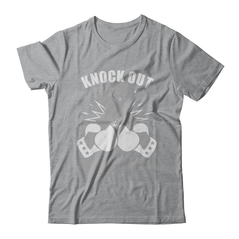 Boxing Knock Out Brain Cancer Awareness Support-T-Shirt & Hoodie-Classic T-Shirt-Sport Grey