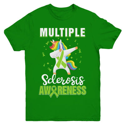 Inspirational Multiple Sclerosis Awareness Unicorn Support Youth-Youth Shirt-Youth T-Shirt-Irish Green