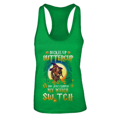 Buckle Up Buttercup Halloween Witch Dachshund Costume-T-Shirt & Tank Top-Women's Ideal Racerback Tank-Kelly Green