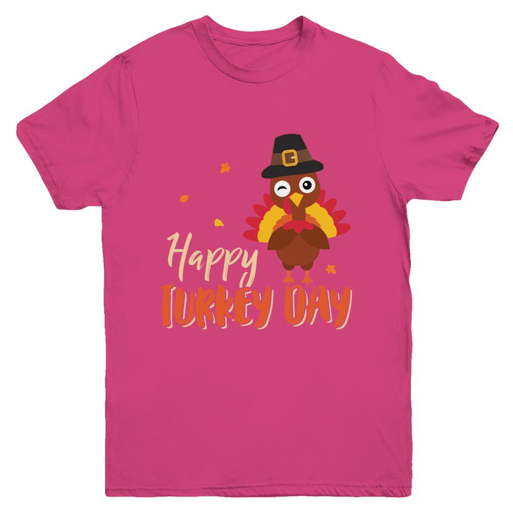 Happy Turkey Day Funny Thanksgiving Gift Youth-Youth Shirt-Youth T-Shirt-Heliconia