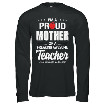 I'm A Proud Mother From Awesome Teacher Son Mom-T-Shirt & Hoodie-Long Sleeve T-Shirt-Black