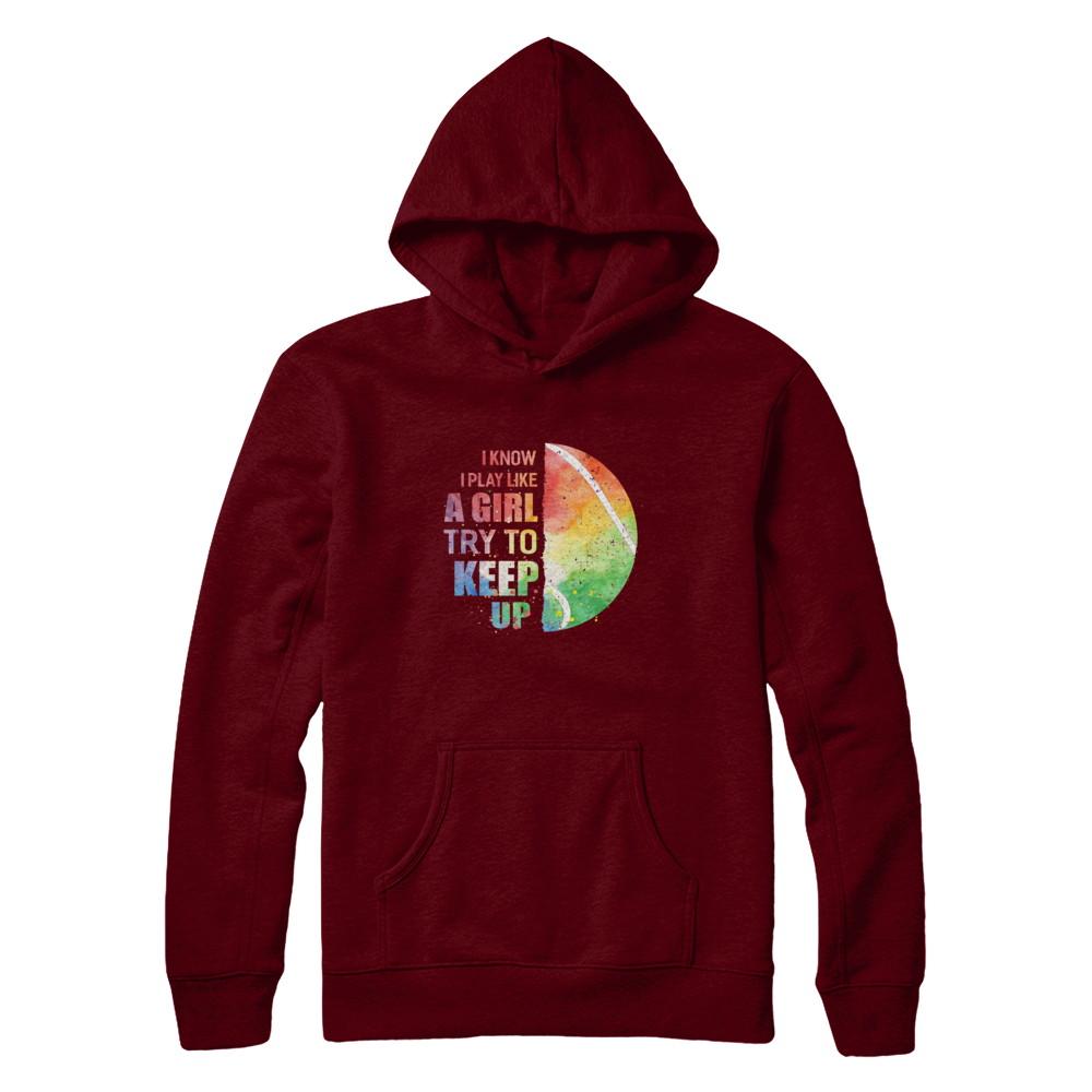 Yeah I Play Like A Girl Tennis Girl-T-Shirt & Hoodie-Pullover Hoodie-Maroon
