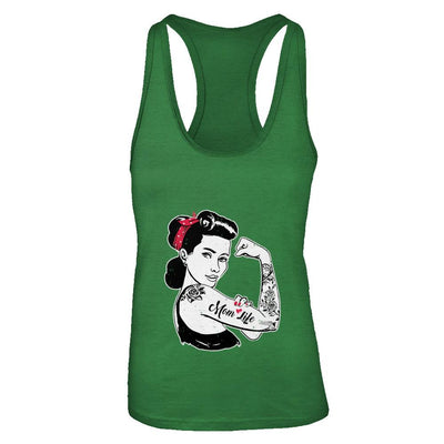 Mom Life Tattoos Tattooed Inked Woman-T-Shirt & Tank Top-Women's Ideal Racerback Tank-Kelly Green