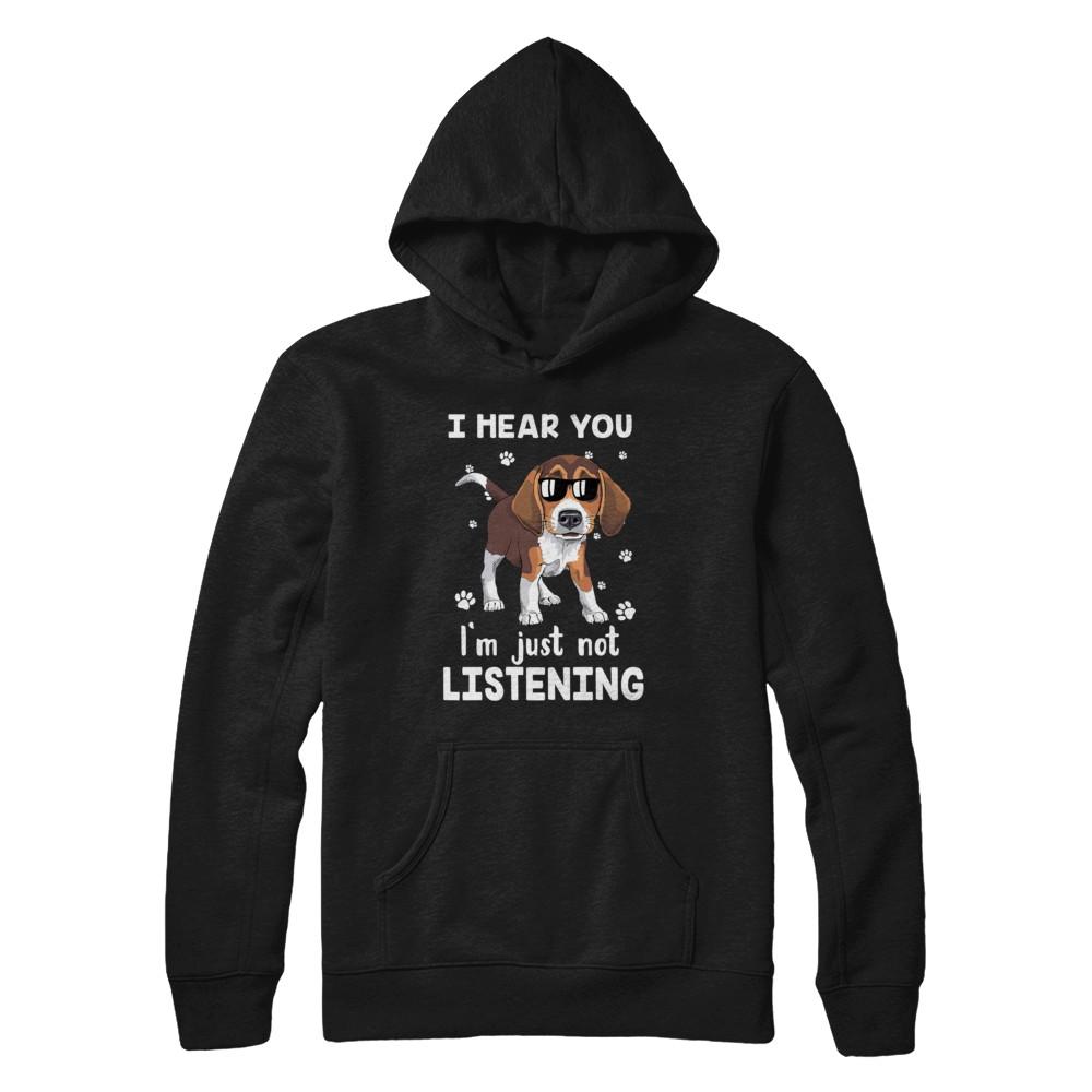 I Hear You I'm Just Not Listening Funny Beagle-T-Shirt & Hoodie-Pullover Hoodie-Black