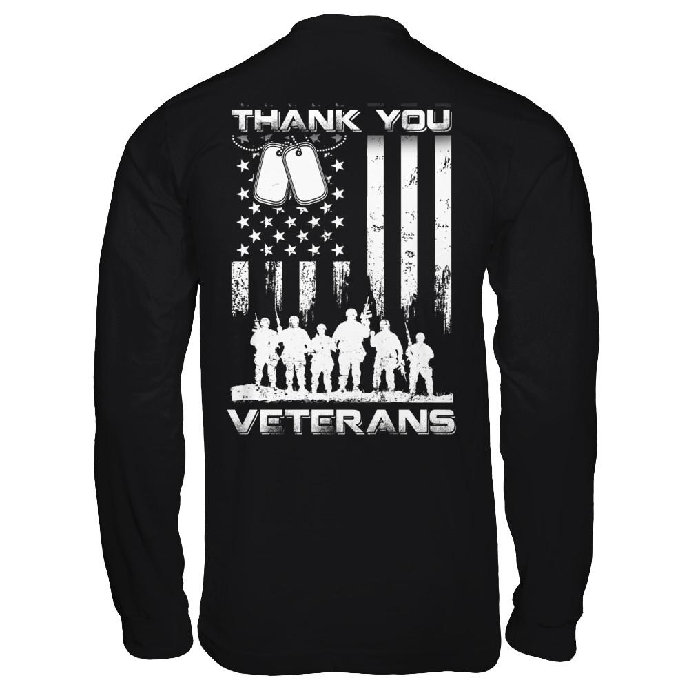 Veteran Thank You Veterans American Flag-T-Shirt & Hoodie-Long Sleeve T-Shirt-Black