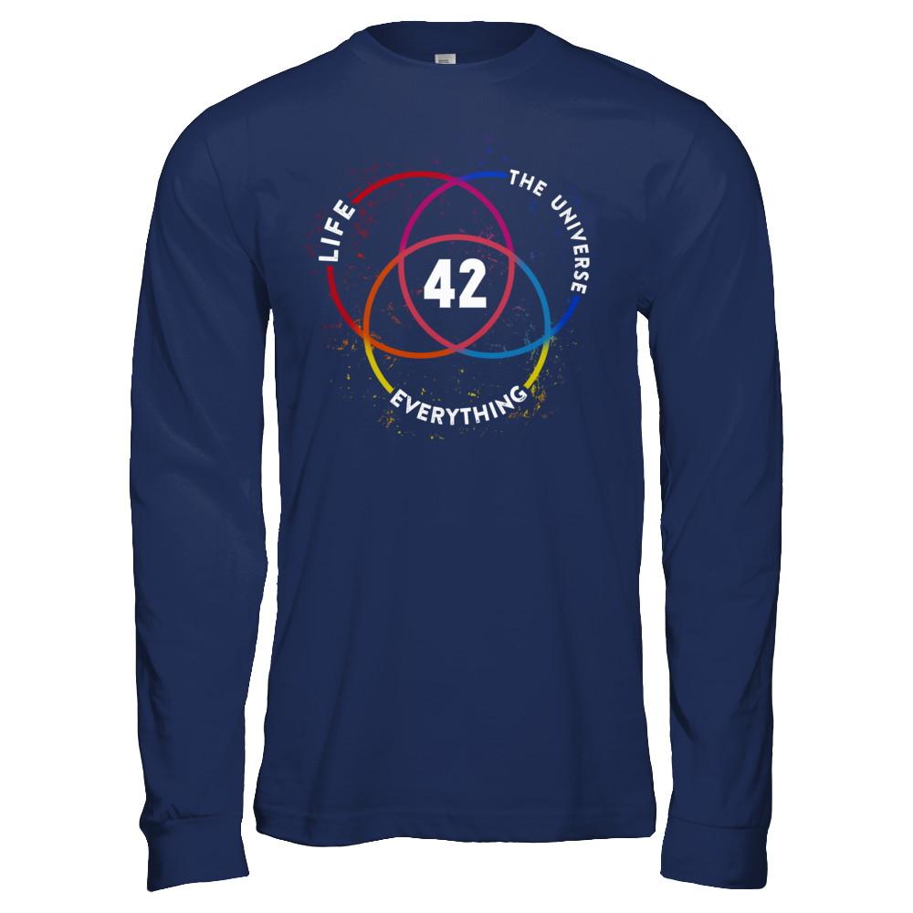 The Answer To Life The Universe And Everything-T-Shirt & Hoodie-Long Sleeve T-Shirt-Navy
