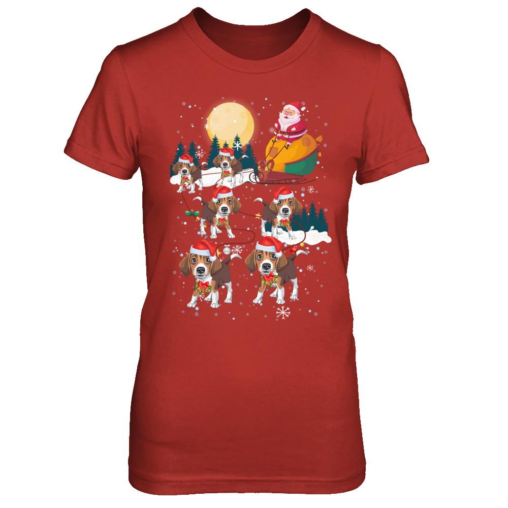 Dog Reindeer Beagle Christmas Gift-T-Shirt & Sweatshirt-Women's T-Shirt-Red