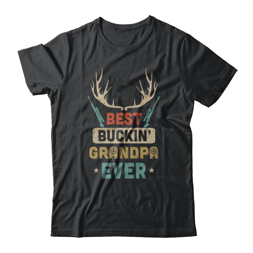 Vintage Best Buckin' Grandpa Ever Deer Hunting-T-Shirt & Hoodie-Classic T-Shirt-Black