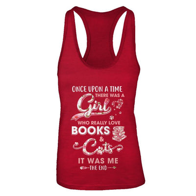 There Was A Girl Who Really Loved Books And Cats-T-Shirt & Tank Top-Women's Ideal Racerback Tank-Red